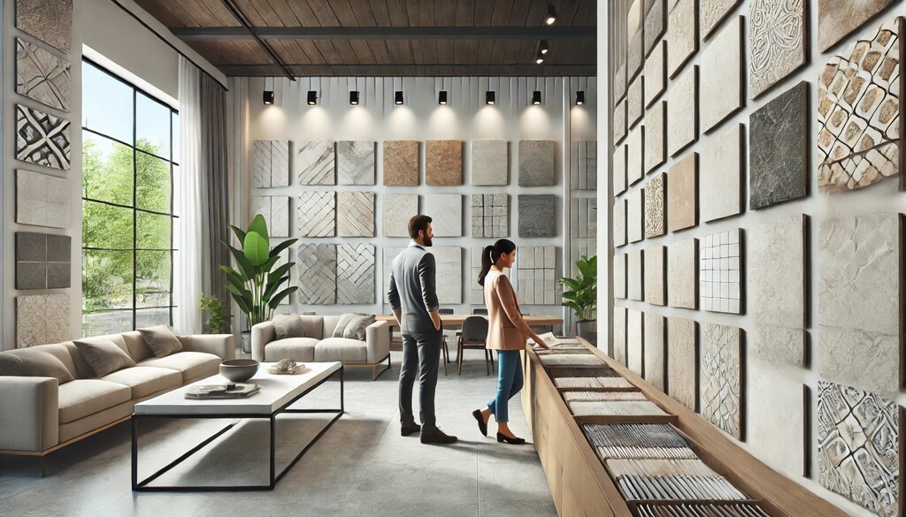 Màu gạch hợp mệnh Kim cho phòng khách